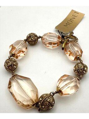 Timeless Monet Pink Bracelet Bead Faceted Translucent Romantic